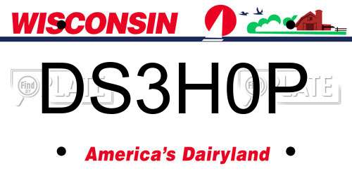 DS3H0P Wisconsin License Plate