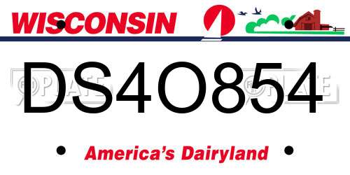 DS4O854 Wisconsin License Plate