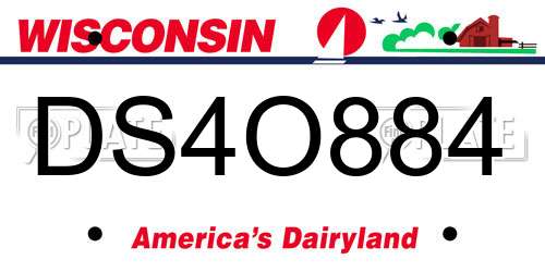 DS4O884 Wisconsin License Plate