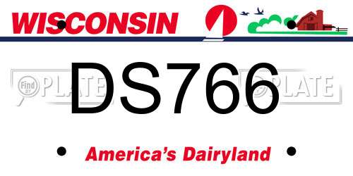 DS766 Wisconsin License Plate