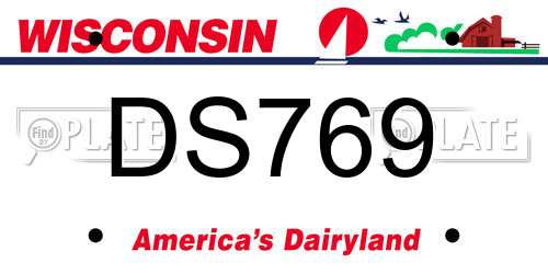 DS769 Wisconsin License Plate