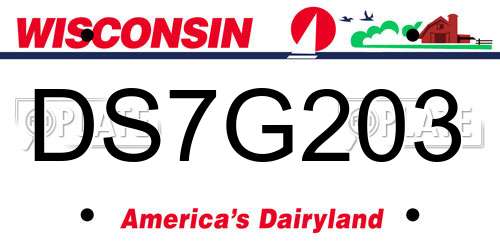 DS7G203 Wisconsin License Plate