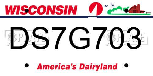 DS7G703 Wisconsin License Plate