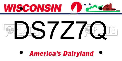 DS7Z7Q Wisconsin License Plate
