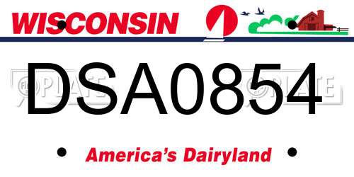 DSA0854 Wisconsin License Plate