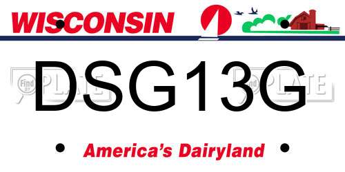 DSG13G Wisconsin License Plate