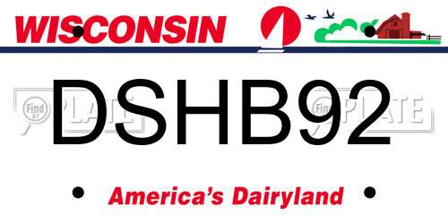 DSHB92 Wisconsin License Plate