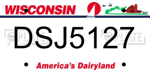 DSJ5127 Wisconsin License Plate