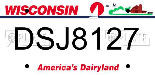 DSJ8127 Wisconsin License Plate