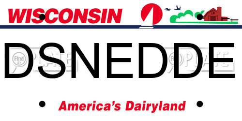 DSNEDDE Wisconsin License Plate