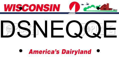 DSNEQQE Wisconsin License Plate