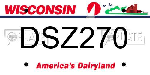 DSZ270 Wisconsin License Plate