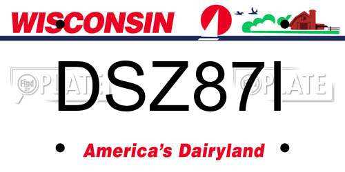 DSZ87I Wisconsin License Plate
