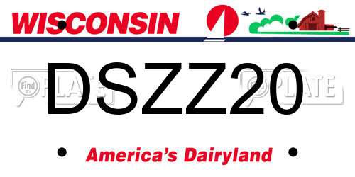 DSZZ20 Wisconsin License Plate
