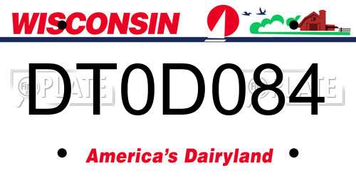 DT0D084 Wisconsin License Plate