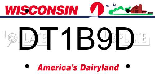 DT1B9D Wisconsin License Plate