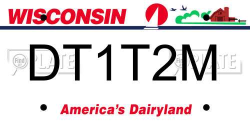 DT1T2M Wisconsin License Plate