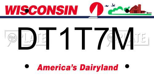 DT1T7M Wisconsin License Plate