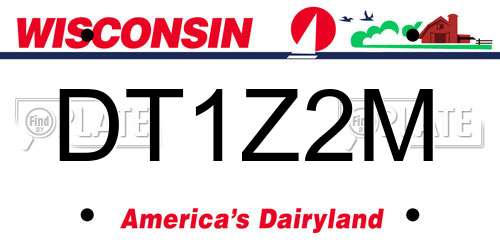 DT1Z2M Wisconsin License Plate