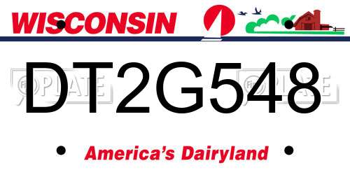 DT2G548 Wisconsin License Plate