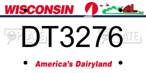 DT3276 Wisconsin License Plate
