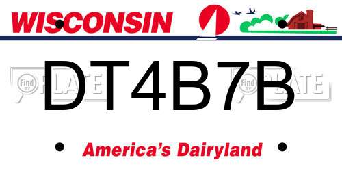 DT4B7B Wisconsin License Plate