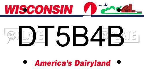 DT5B4B Wisconsin License Plate