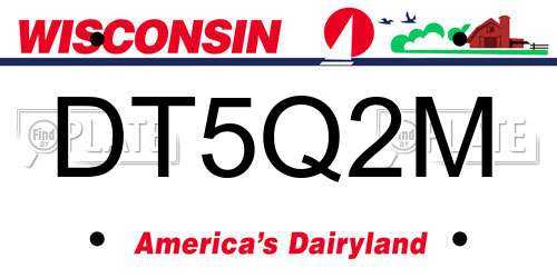 DT5Q2M Wisconsin License Plate