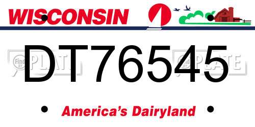 DT76545 Wisconsin License Plate