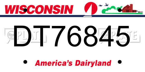 DT76845 Wisconsin License Plate