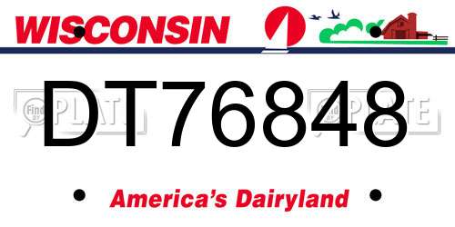 DT76848 Wisconsin License Plate