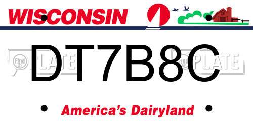 DT7B8C Wisconsin License Plate
