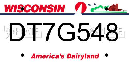 DT7G548 Wisconsin License Plate