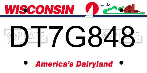 DT7G848 Wisconsin License Plate