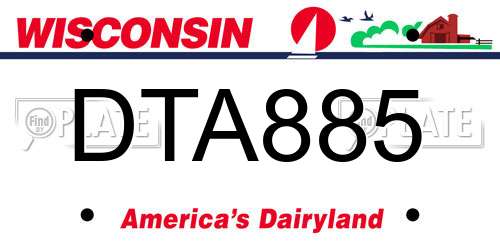 DTA885 Wisconsin License Plate
