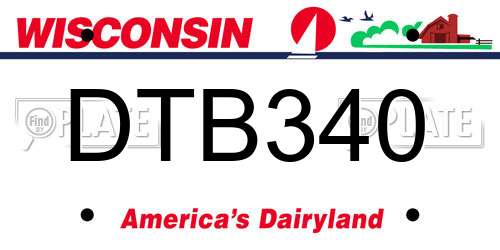 DTB340 Wisconsin License Plate