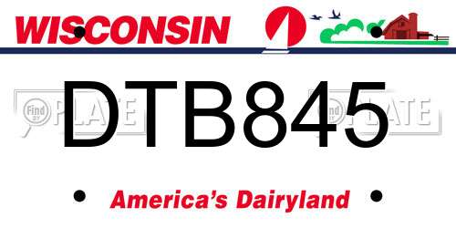 DTB845 Wisconsin License Plate