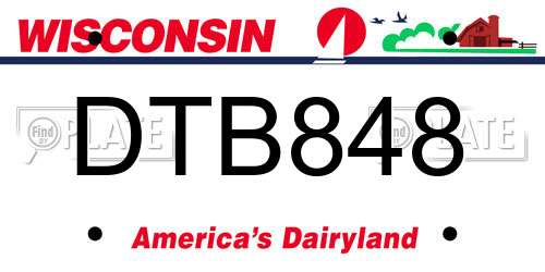 DTB848 Wisconsin License Plate