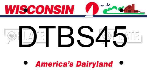 DTBS45 Wisconsin License Plate