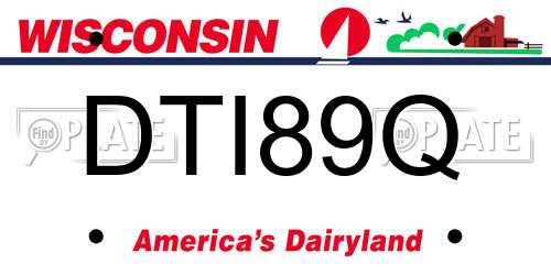 DTI89Q Wisconsin License Plate