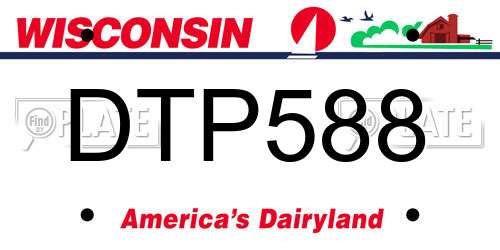 DTP588 Wisconsin License Plate