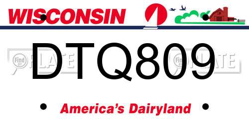 DTQ809 Wisconsin License Plate