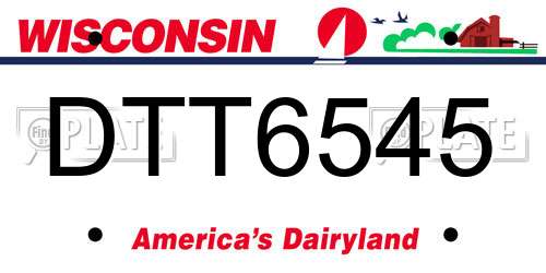 DTT6545 Wisconsin License Plate