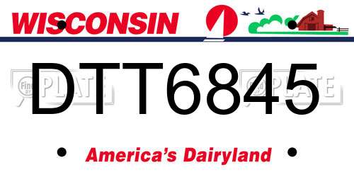 DTT6845 Wisconsin License Plate