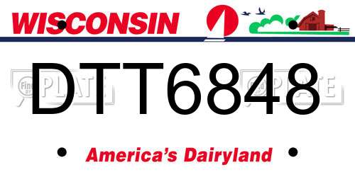 DTT6848 Wisconsin License Plate