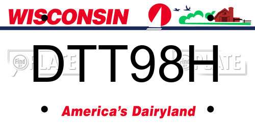 DTT98H Wisconsin License Plate