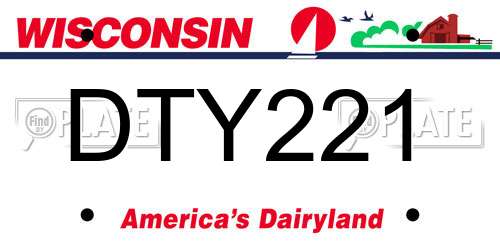 DTY221 Wisconsin License Plate