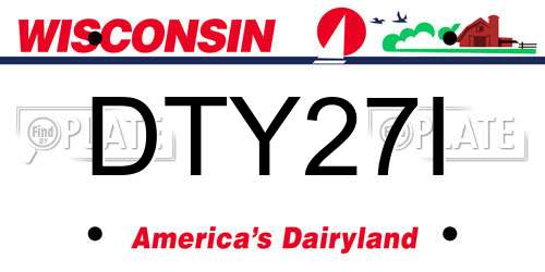 DTY27I Wisconsin License Plate