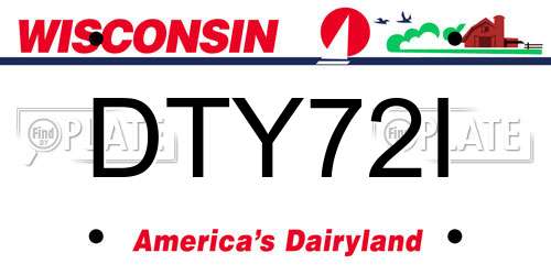 DTY72I Wisconsin License Plate