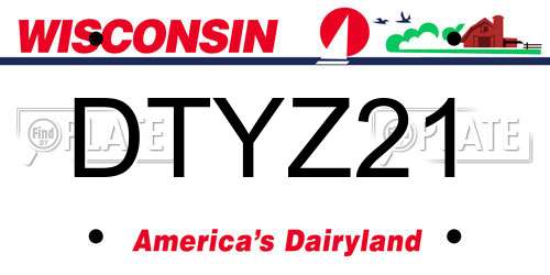 DTYZ21 Wisconsin License Plate